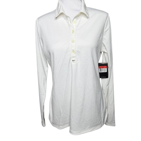 Nike Tops - Womens Nike dri-fit golf long sleeve  Stretch Tech polo white Large NWT